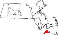 Map of Massachusetts highlighting Martha's Vineyard