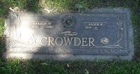 Harold W. Crowder 1915-1996 & Alice F. Crowder (nee Simzer)1920-2017