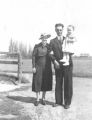 Mary Wild, Anthony & Betty Etue circa 1937 on their first farm north of Drysdale, Ontario