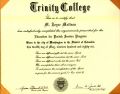 Joyce Mattson Trinity College certificate